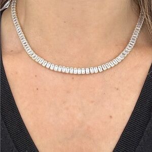 DIAMOND BAGUETTE TENNIS NECKLACE GOLD